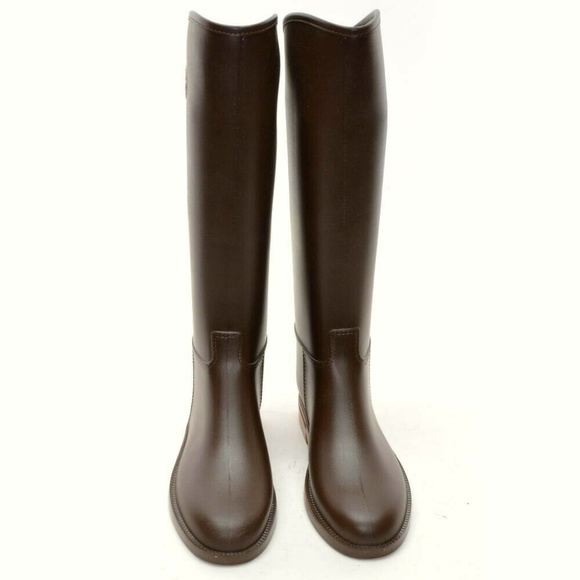 Brown PVC Round Toe Flat Shoes New - Picture 3 of 5